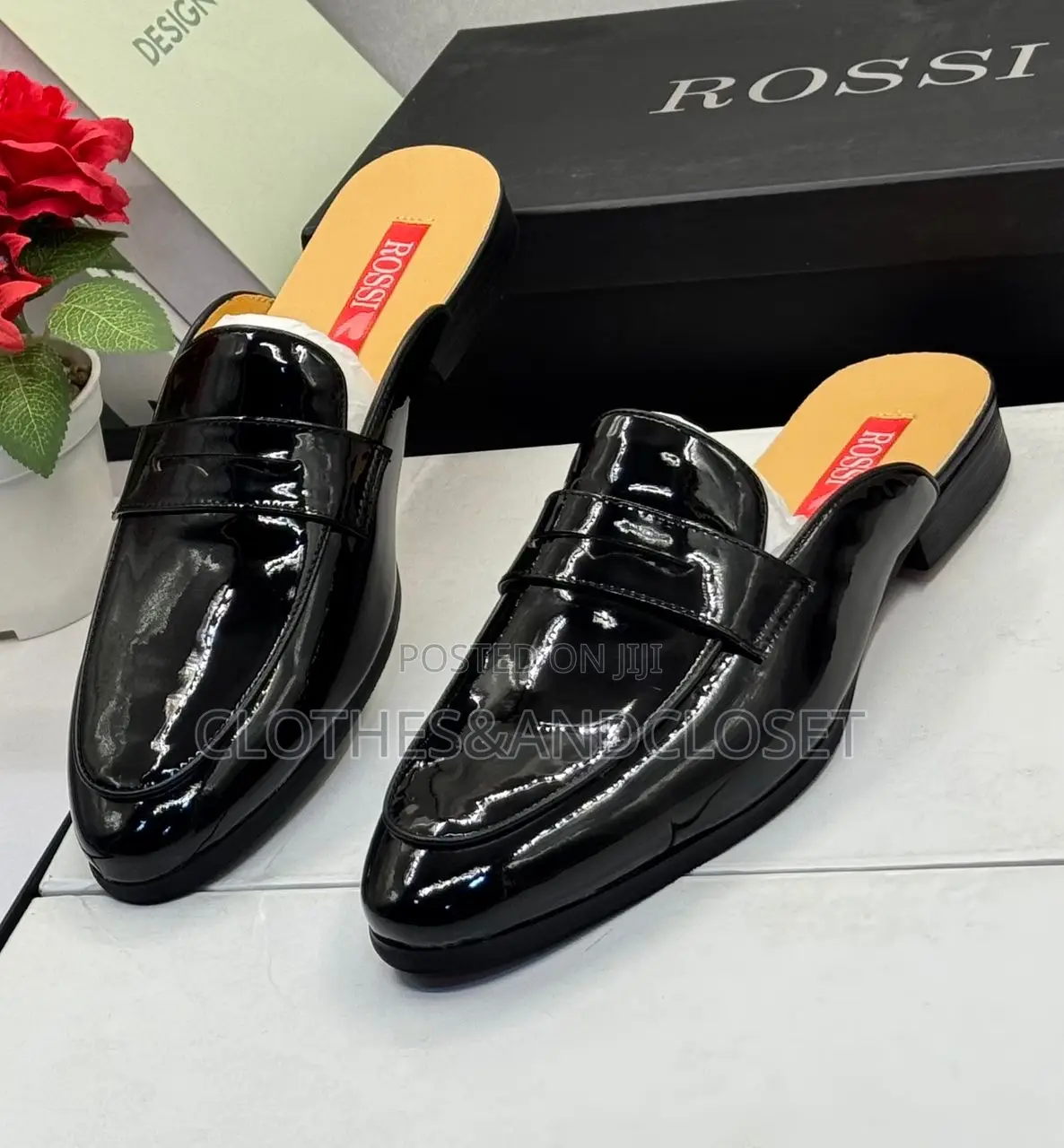 Men's Classic Patent Leather Mule Loafer