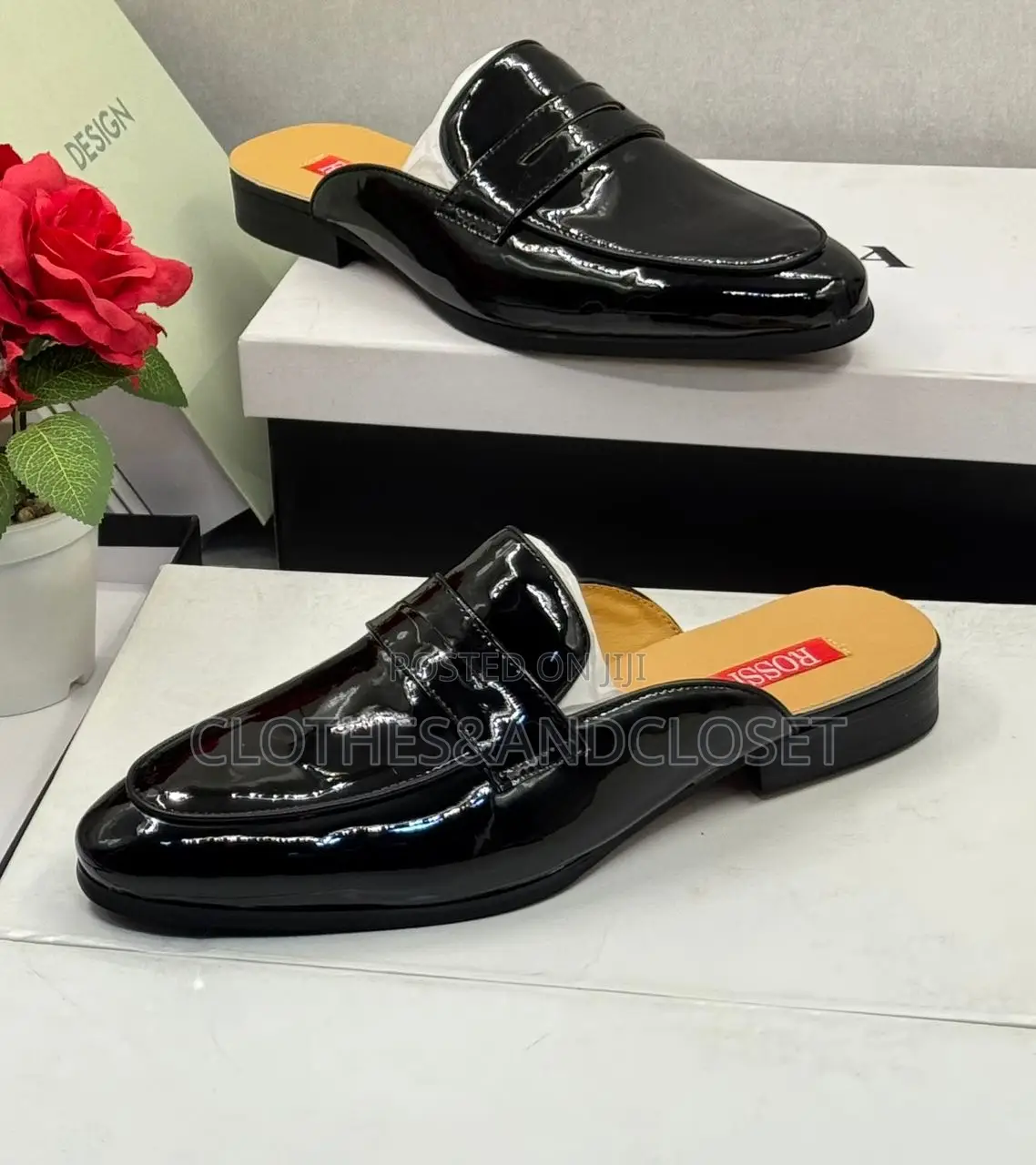 Men's Classic Patent Leather Mule Loafer