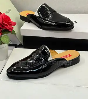 Men's Classic Patent Leather Mule Loafer