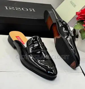 Men's Classic Patent Leather Mule Loafer