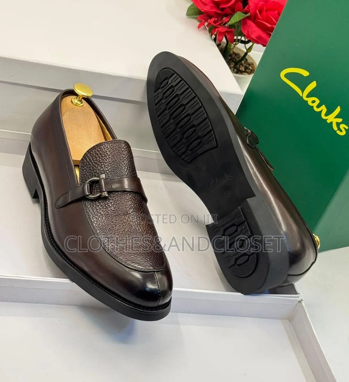Brown Leather Clarks Loafers