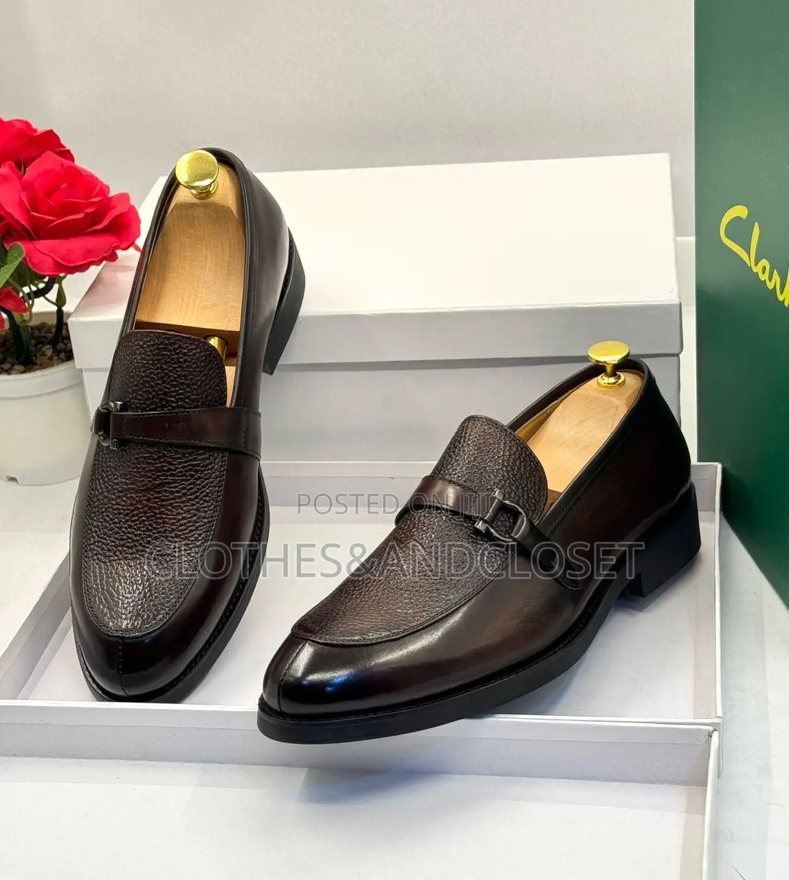 Brown Leather Clarks Loafers