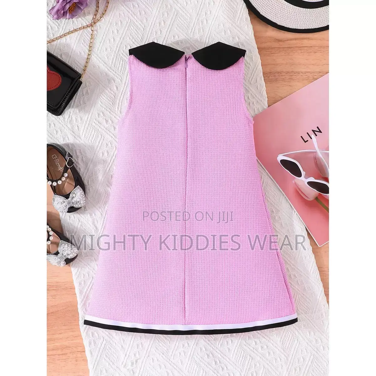 Girls Collar Bow Tweed Dress Age 4-6yrs