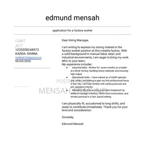 Factory Hand / Production Assistant