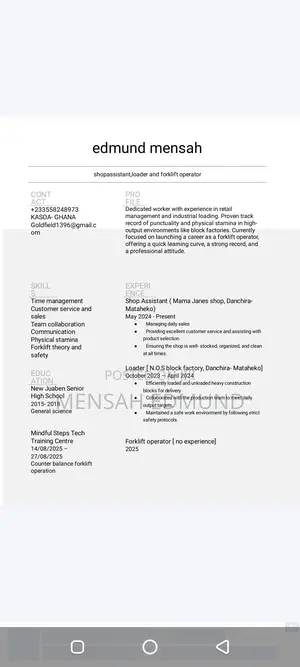 Factory Hand / Production Assistant