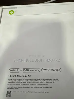 New Apple MacBook Air 2026 M5 13-inch 16GB Apple M5 SSHD+SSD 512GB