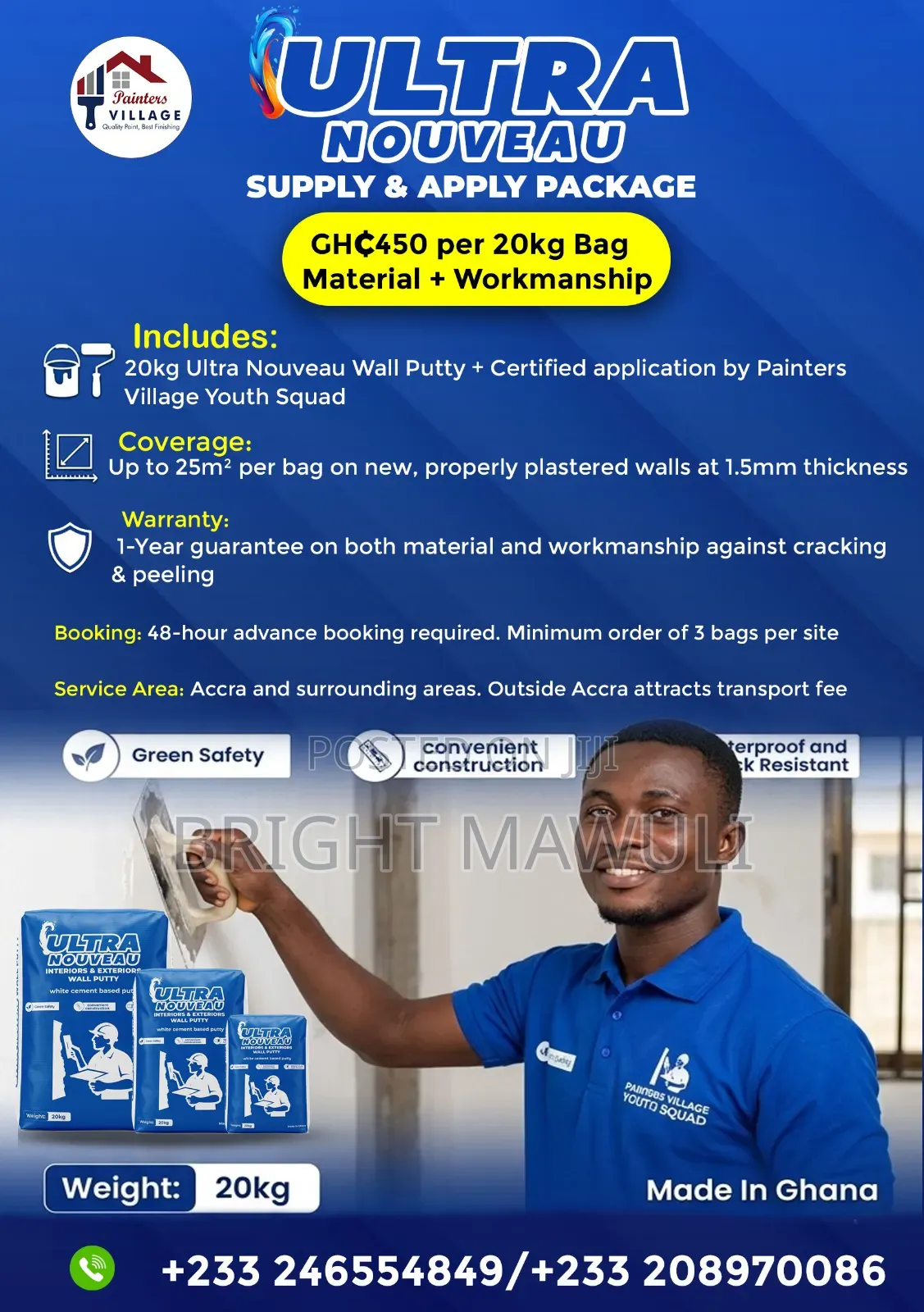 *Ultra Nouveau Supply Apply Package* *Gh₵450 Per 20kg Bag Of Putty