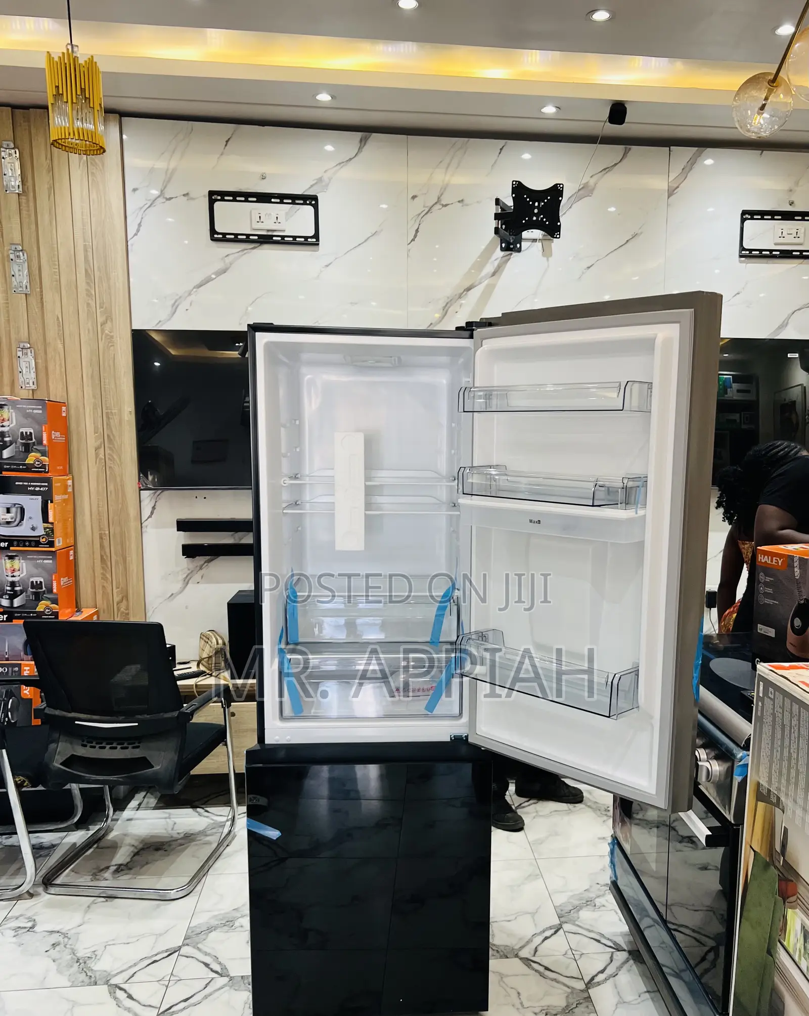 Premium Design Pearl Double Door Electric Refrigerator(311l)Black.