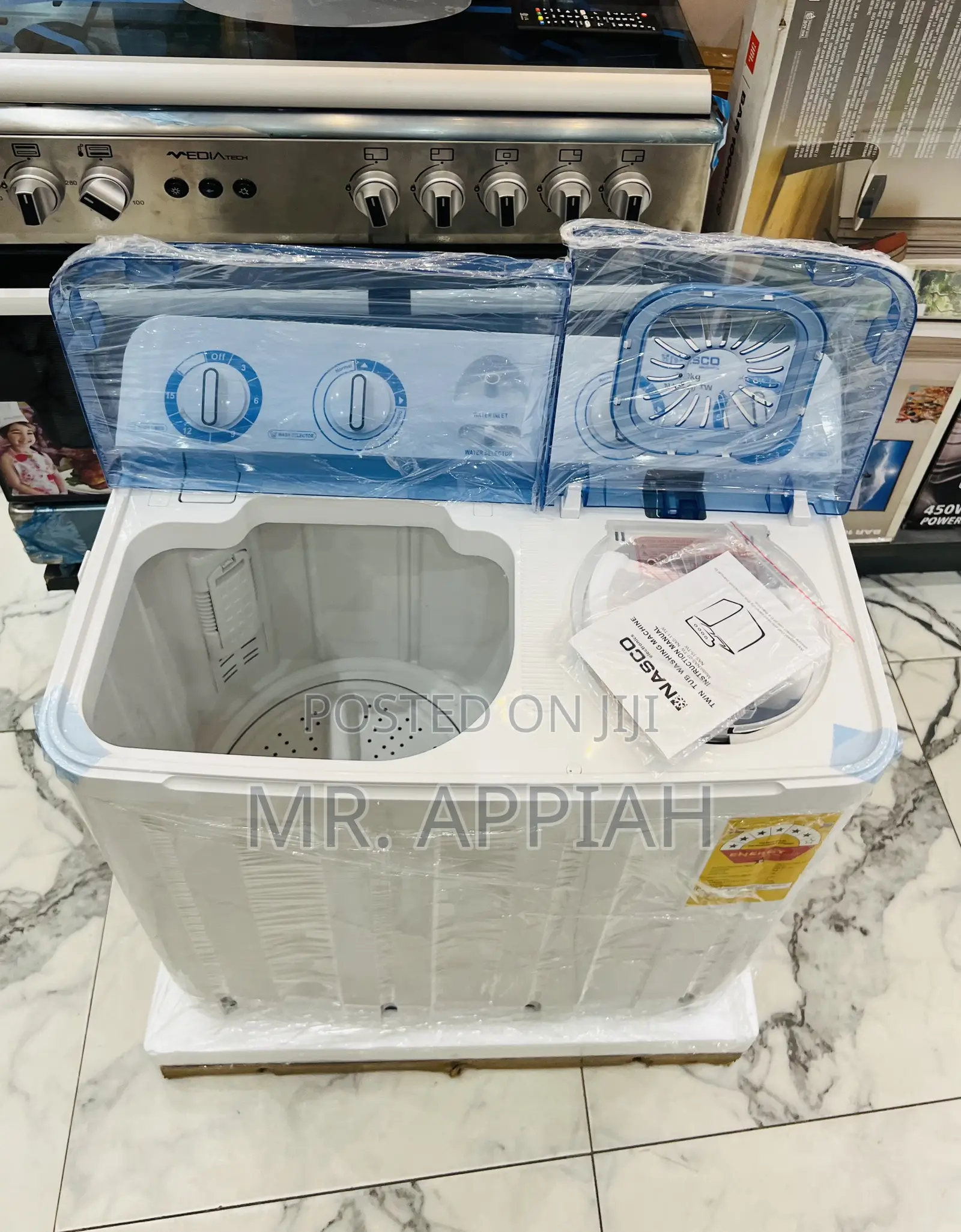 Durable Nasco 7kg Twin Top Washing Machine With Transparant Lid