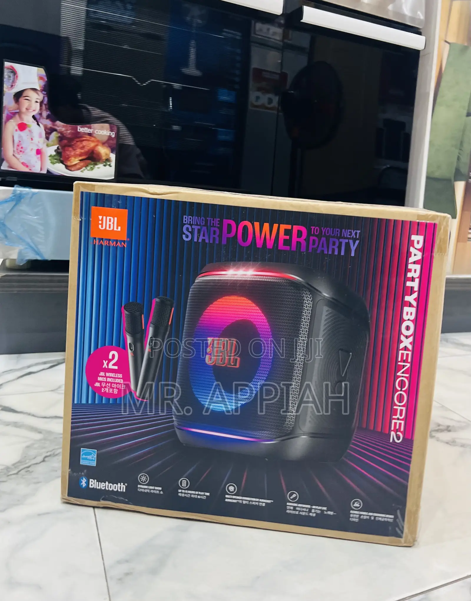 Adorable JBL Party Box Encore 2 Potable With 2 Microphones(Black)