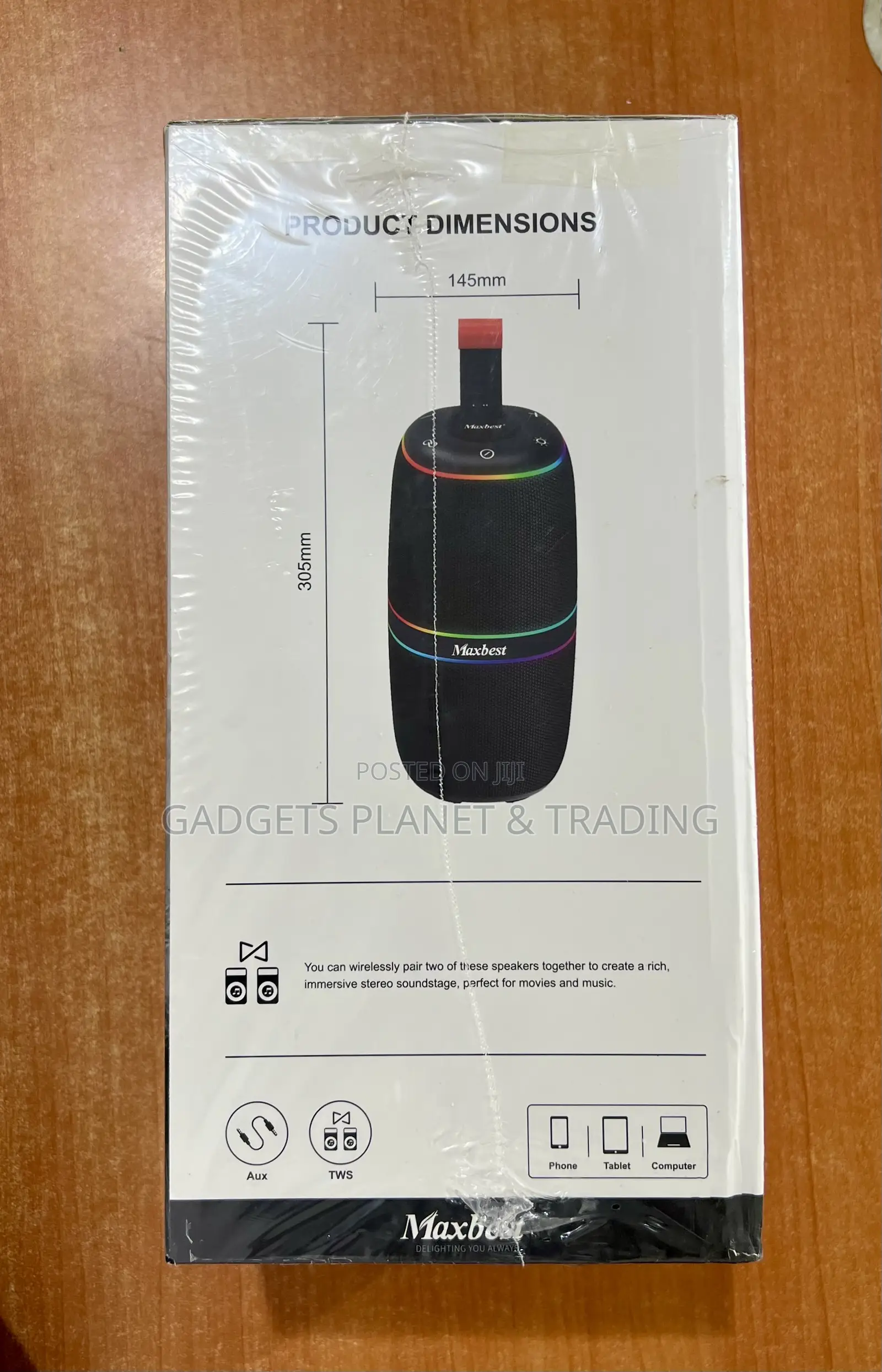 Maxbest M17 Pro RGB Sleek Waterproof Bluetooth Speaker - Black