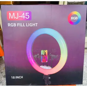 Adjustable 18-Inch RGB Selfie Ring Light With Phone Holder