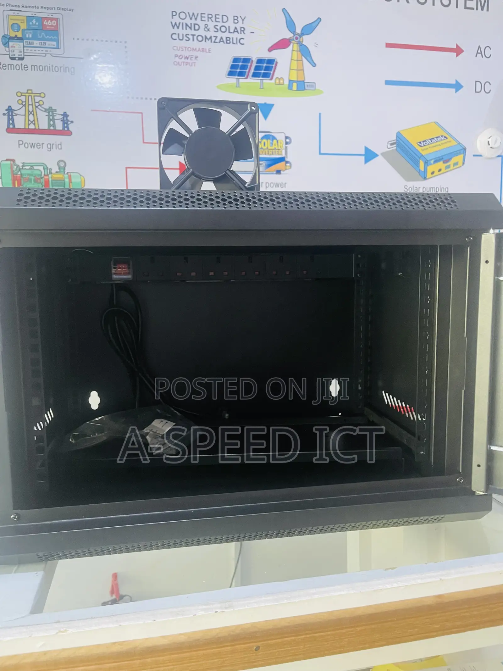 Assembled 6u Rack With A Tray And A Zkt 6way Pdu And A Zkt Eco Fan.