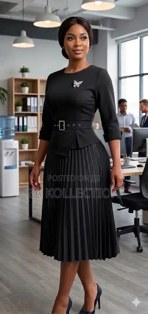 Women's Blueblack Pleated Flare Dress