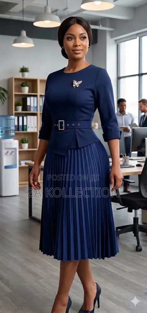 Women's Blueblack Pleated Flare Dress