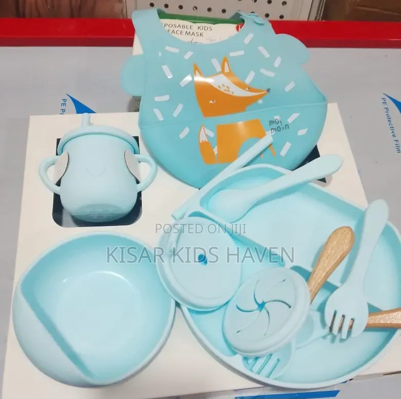 Blue Silicone Feeding Set for Babies 6 Months to 3 Years