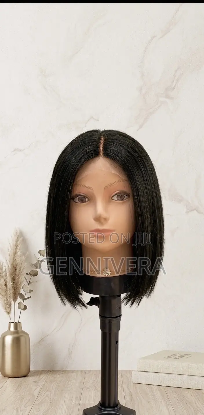 Handmade 14" Straight Human Hair Bob Wig (Natural Black)