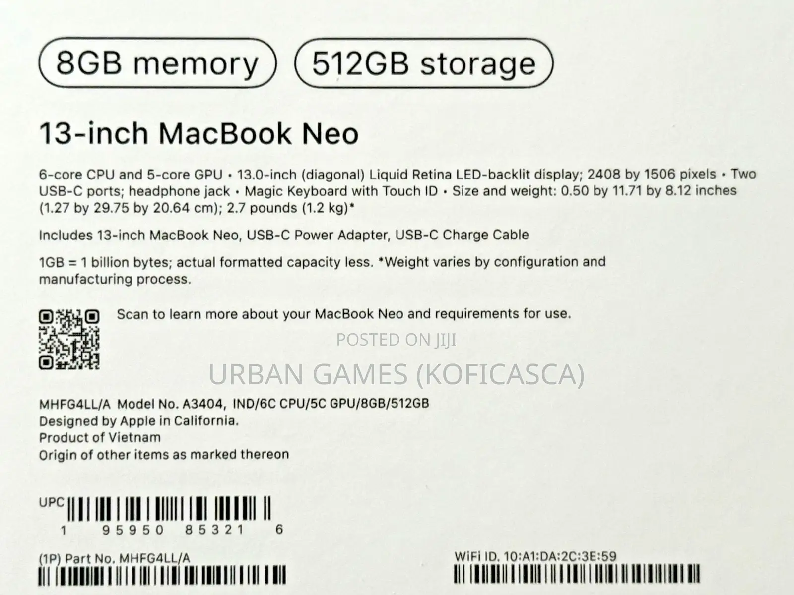 New Laptop Apple MacBook Neo 2026 8GB Apple M5 Pro SSD 512GB