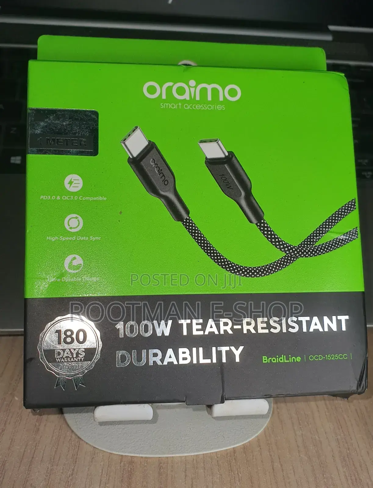 Oraimo Braidline 100w Type-c-to Type-c Tear-resistant Data Cable