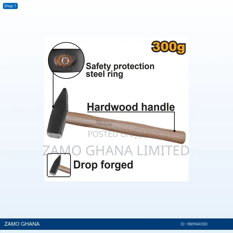 Machinist Hammer 300g Wooden - Hmh040300