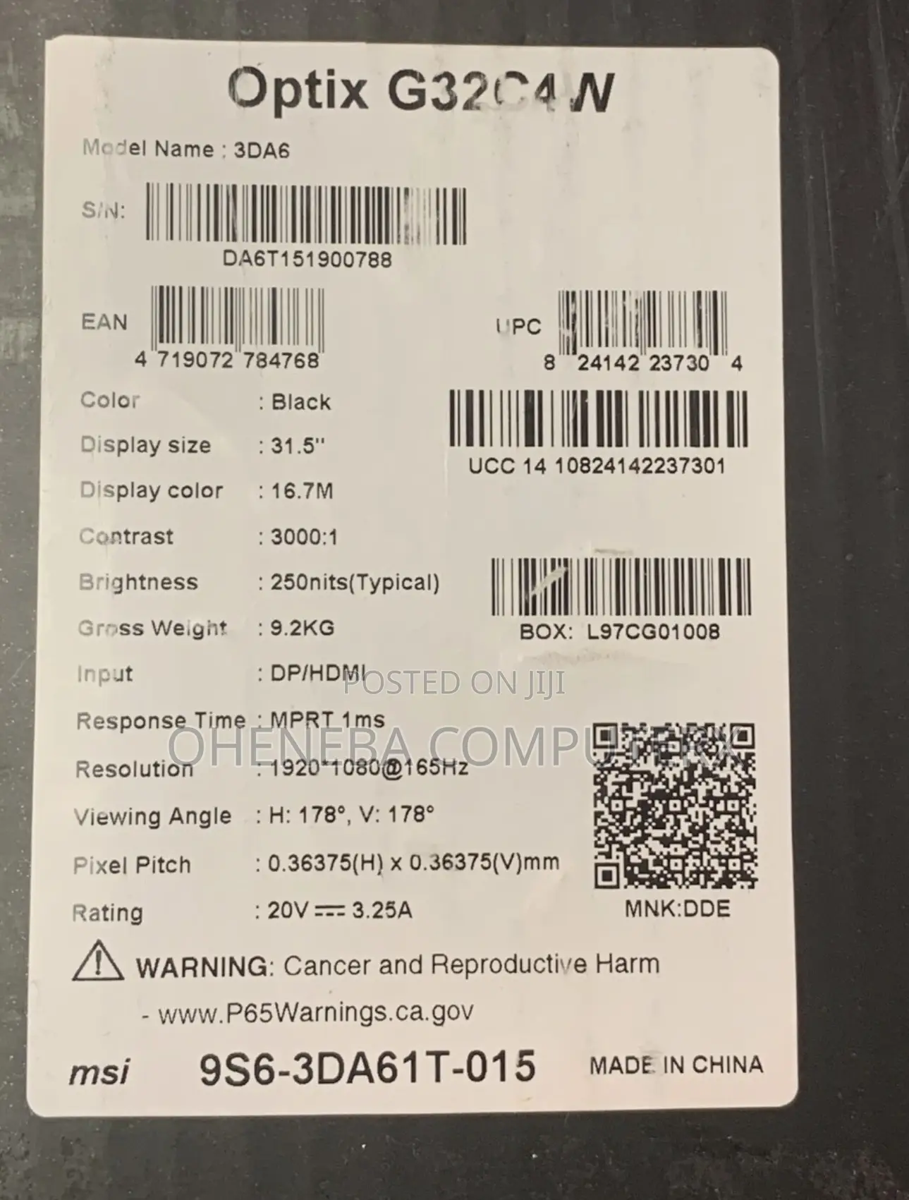 Msi Optix G32c4 165hz Curved Gaming Monitor