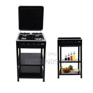 4-Burner Gas Stove With a Stand and Storage Shelves