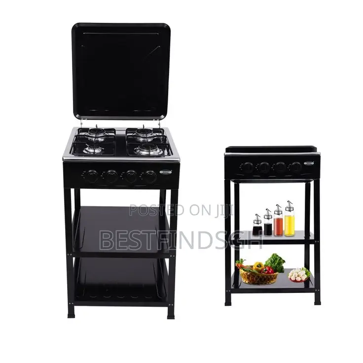 4-Burner Gas Stove With a Stand and Storage Shelves