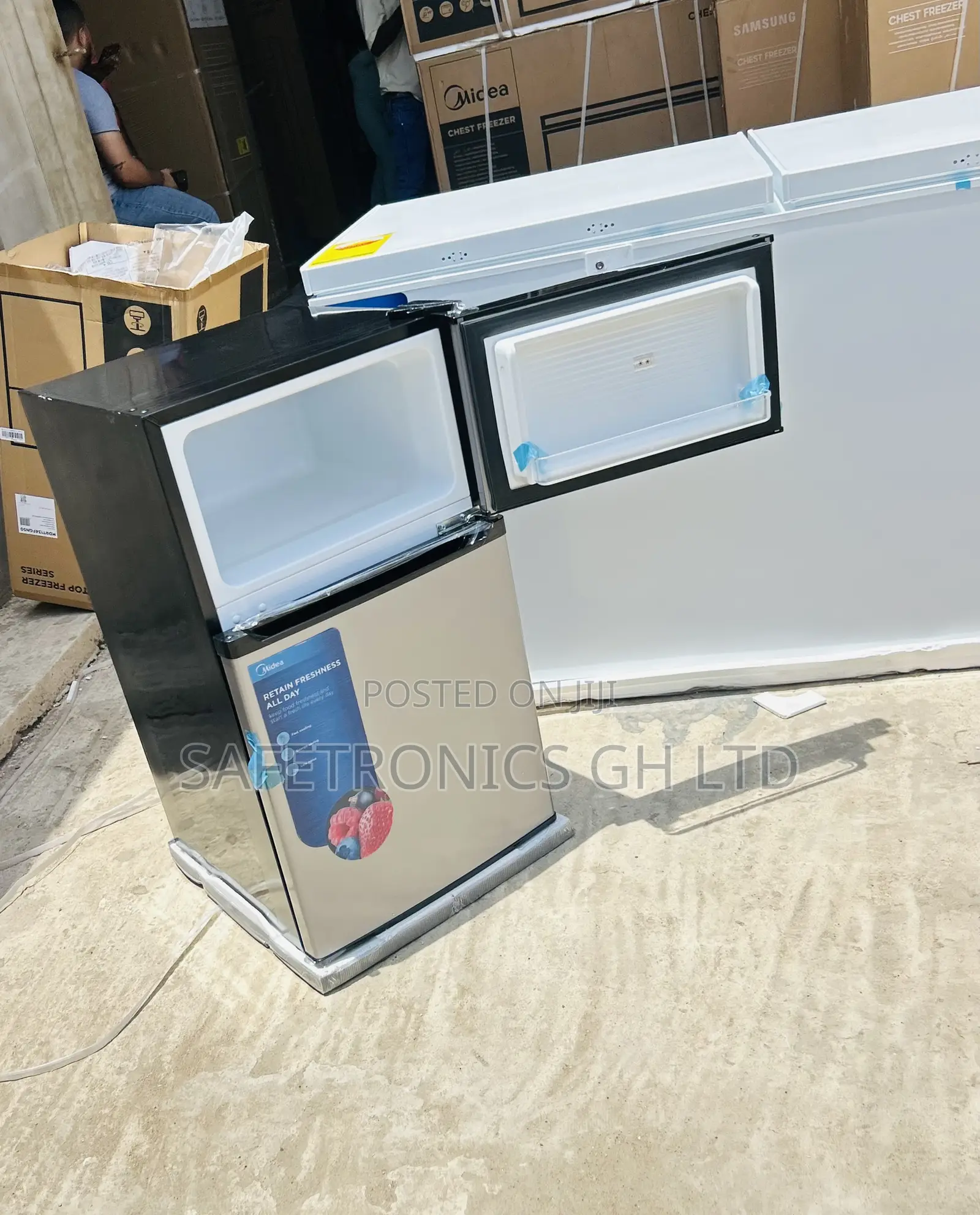 Authentic Grey Midea 87ltr Double Door Table Top Fridge Hd-113f(N
