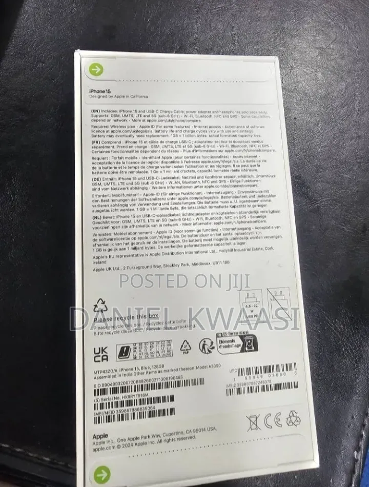 New Apple iPhone 15 128 GB Blue