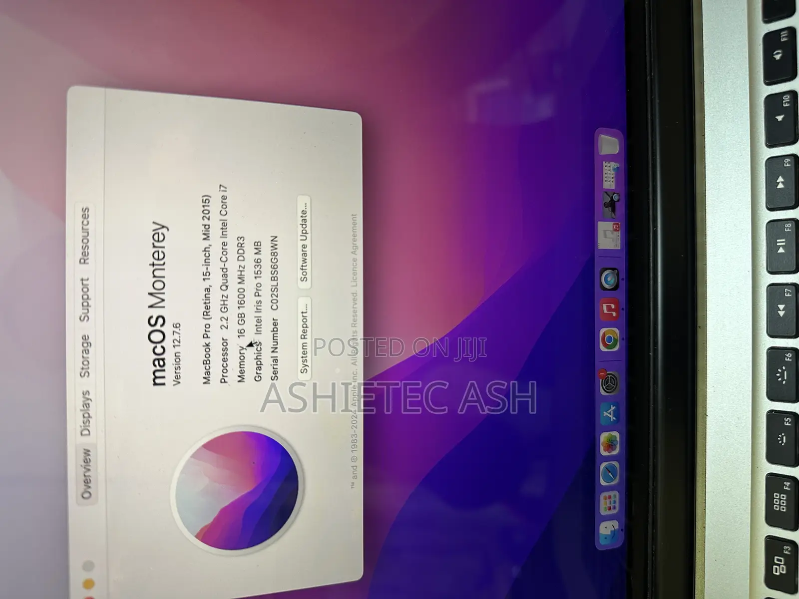Laptop Apple MacBook Pro 2015 16GB Intel Core i7 SSD 256GB