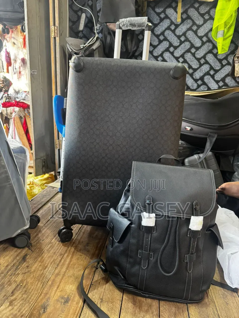 2set: 28" Large Size Leather Travel Luggage With Backpack
