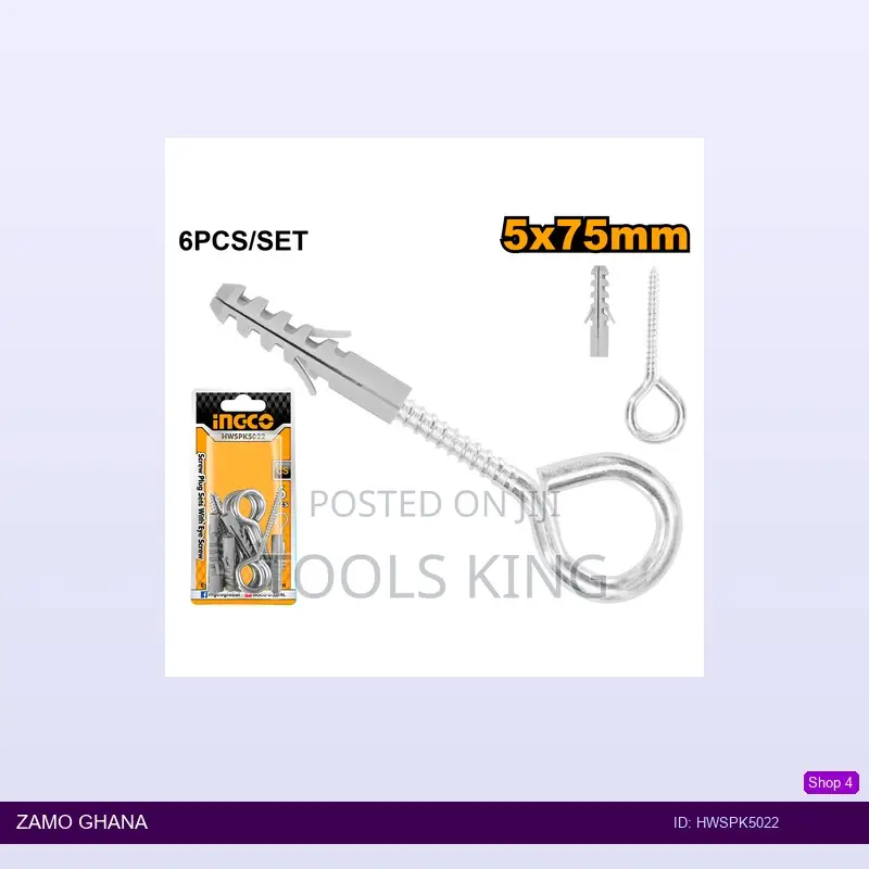 Screw Plug Sets With Eye Screw 5x75mm - Hwspk5022