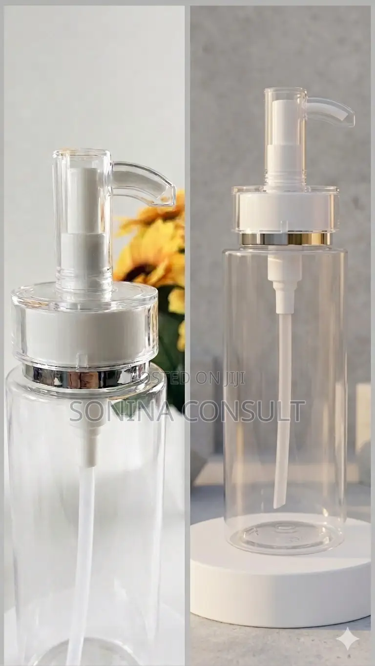 200ml Transparent Cosmetic Packaging Bottle With Silver Pump Head