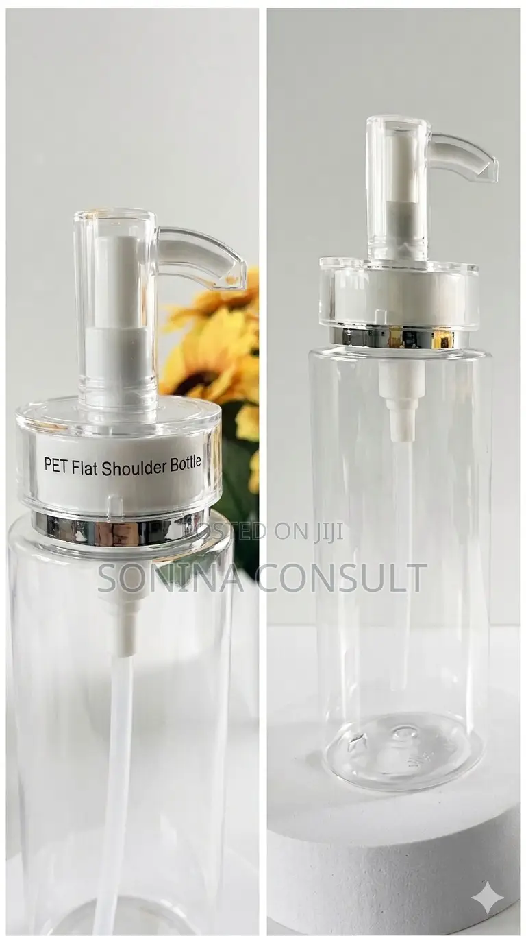 200ml Transparent Cosmetic Packaging Bottle With Silver Pump Head