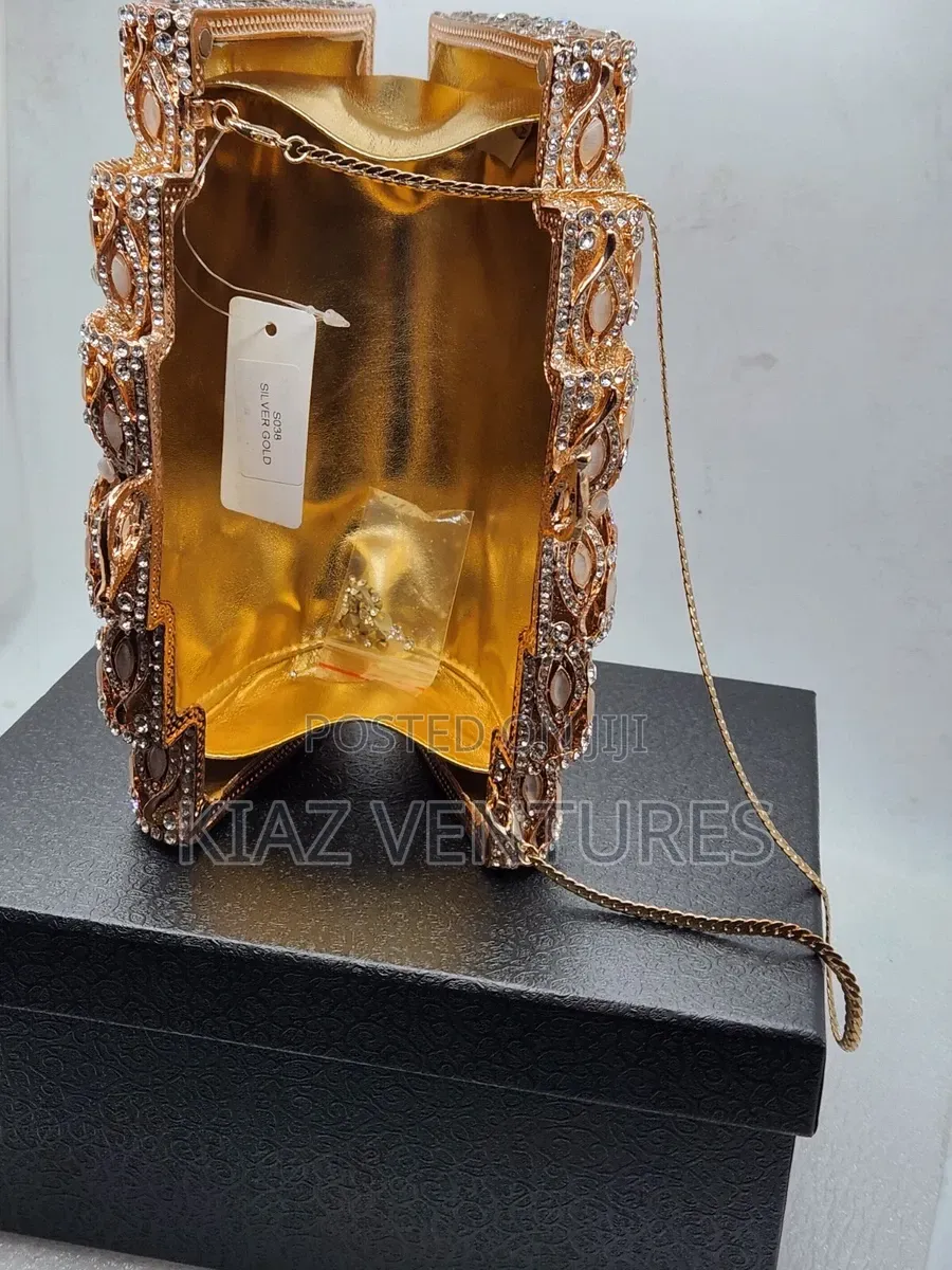 Luxury Gold Crystal Clutch Bag