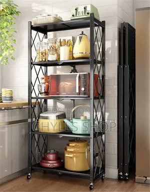 5tier Foldable Storage Rack With Wheels