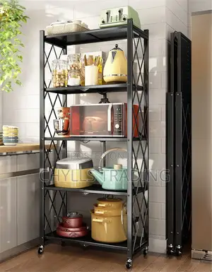 5tier Foldable Storage Rack With Wheels