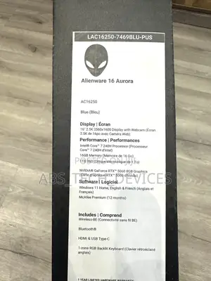 New Laptop Alienware M16 16GB Intel Core 7 SSD 1T