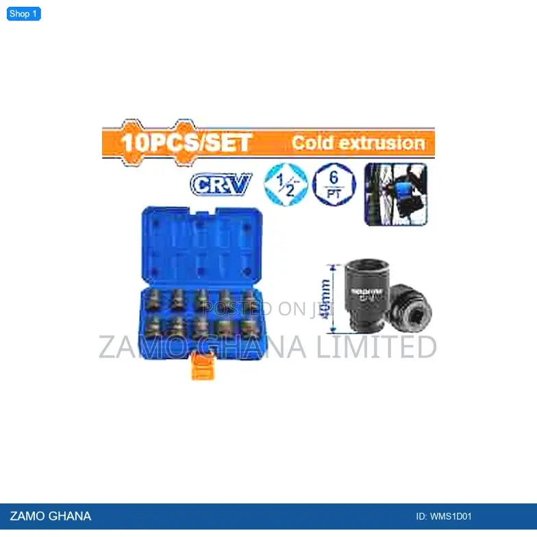 10 PCS 1/2" Impact Socket - Wms1d01