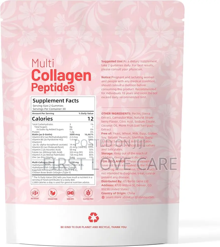 Vivonu Women Men Multi Collagen Peptides Gummies