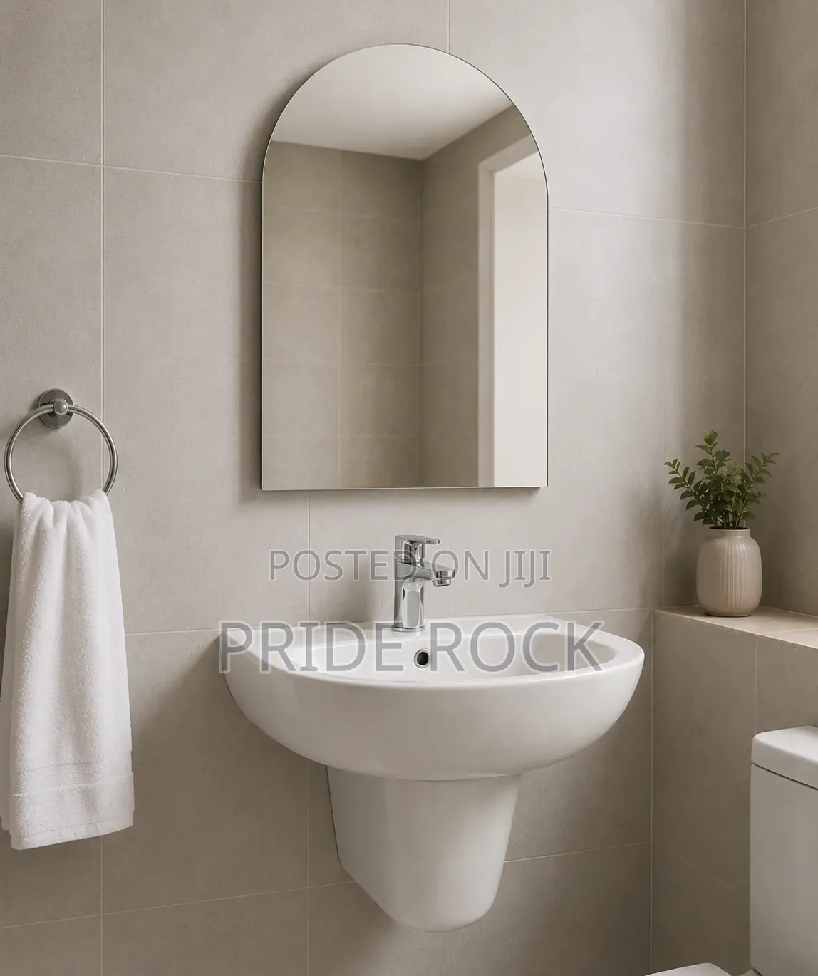 Short Stand Basin With Mixture Tap and Mirror