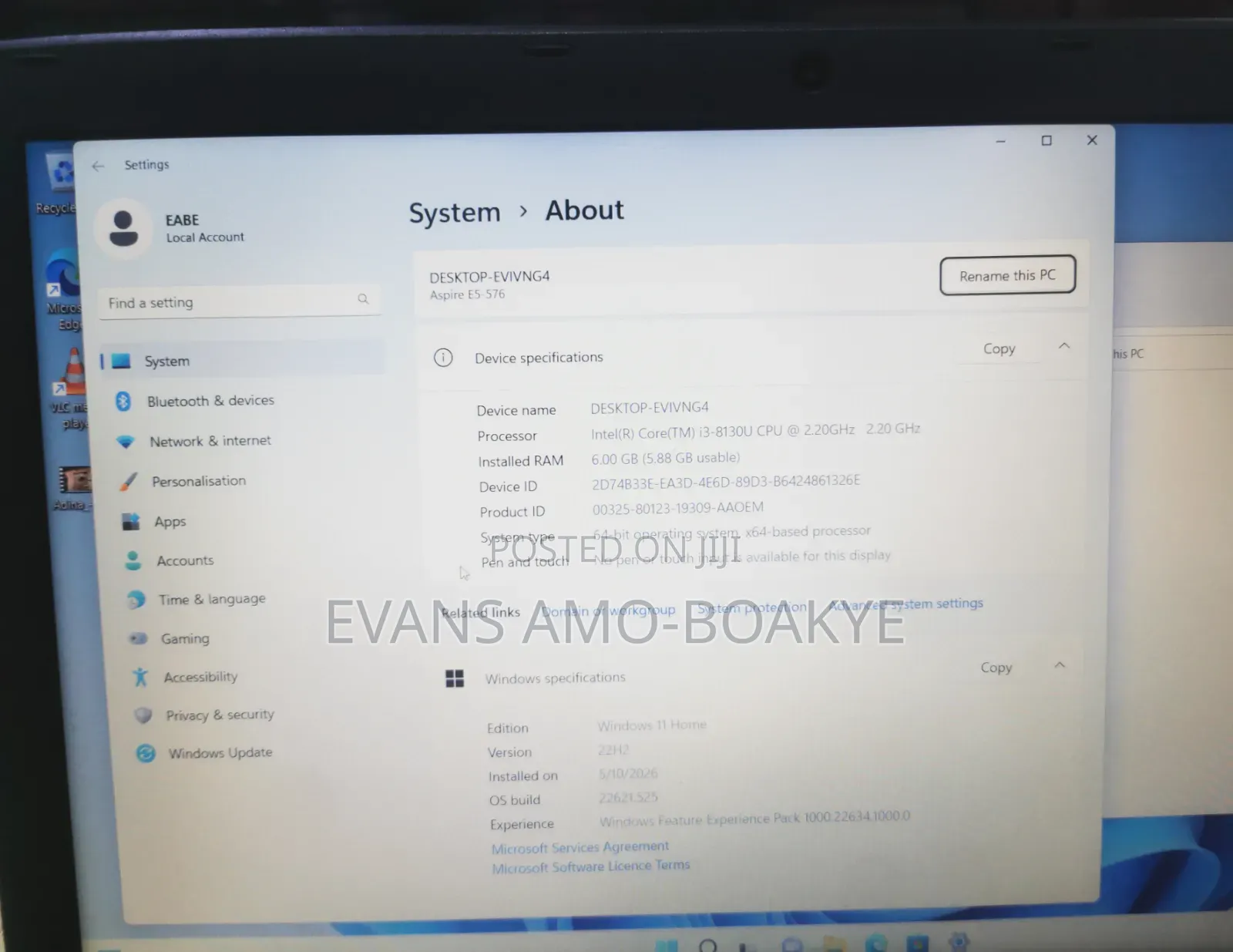 Laptop Acer Aspire E5-576 6GB Intel Core i3 HDD+SSD 1.5T