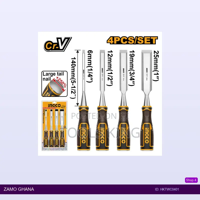 4 PCS Wood Chisel - Hktwc0401