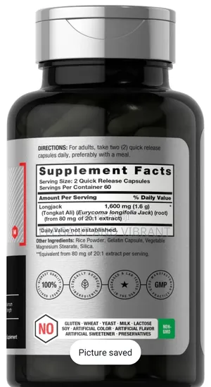 Tongkat Ali 1600mg Supplement,120 Capsules