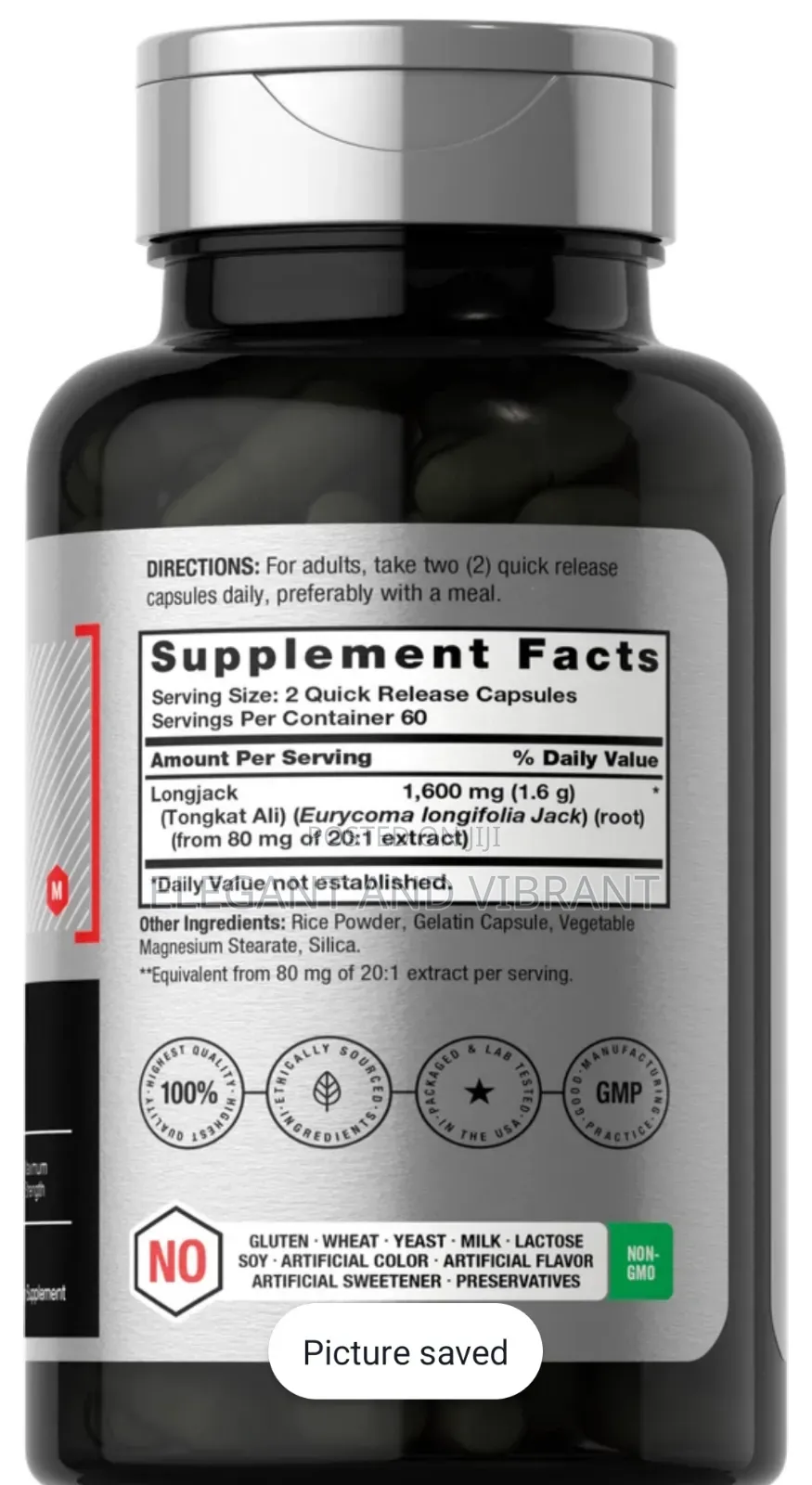 Tongkat Ali 1600mg Supplement,120 Capsules