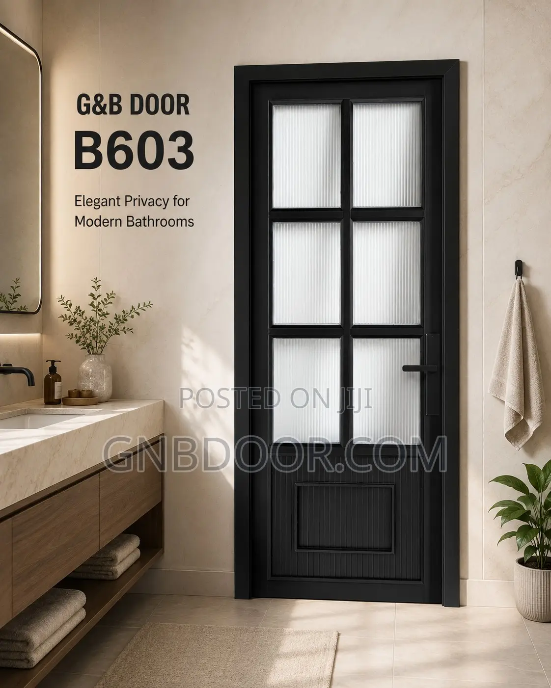 B603 Glass Door Bathroom Door Safety Glass Aluminum Frame