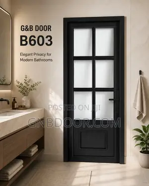 B603 Glass Door Bathroom Door Safety Glass Aluminum Frame