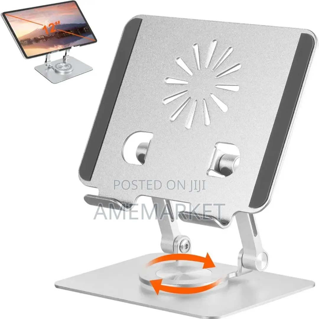 Adjustable Aluminum Phone Tablet Stand –Foldable 360 Rotating Holder