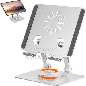 Adjustable Aluminum Phone Tablet Stand –Foldable 360 Rotating Holder