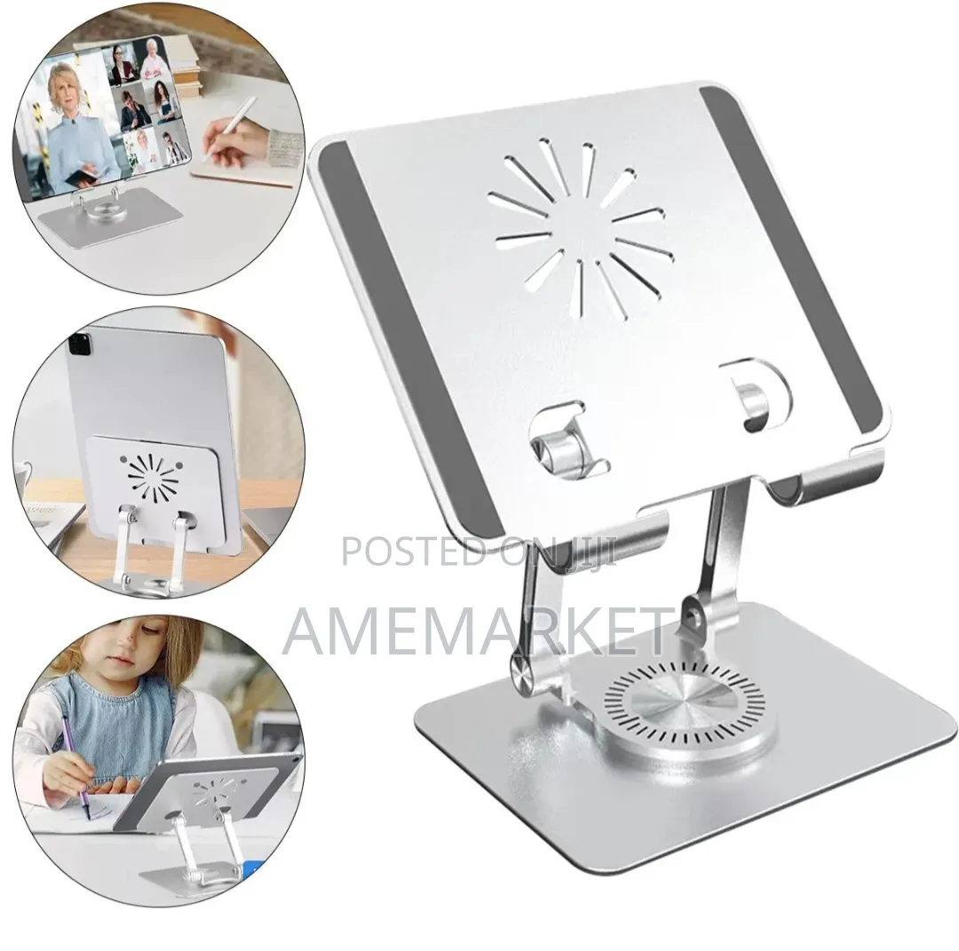 Adjustable Aluminum Phone Tablet Stand –Foldable 360 Rotating Holder